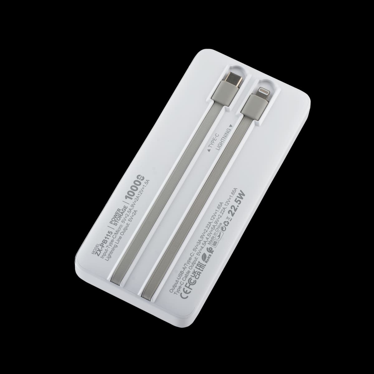 10000 mAh 22.5 W Power Bank with Built - in Cables (ZX-PB115) thumbnail 2